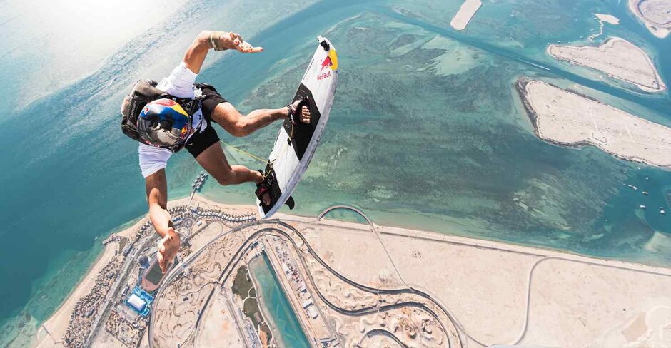 VIDEO: Red Bull athlete pulls off skydive-to-surf jump in UAE