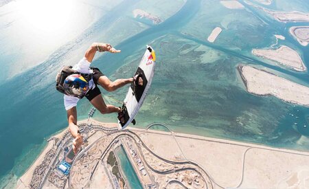 VIDEO: Red Bull athlete pulls off skydive-to-surf jump in UAE