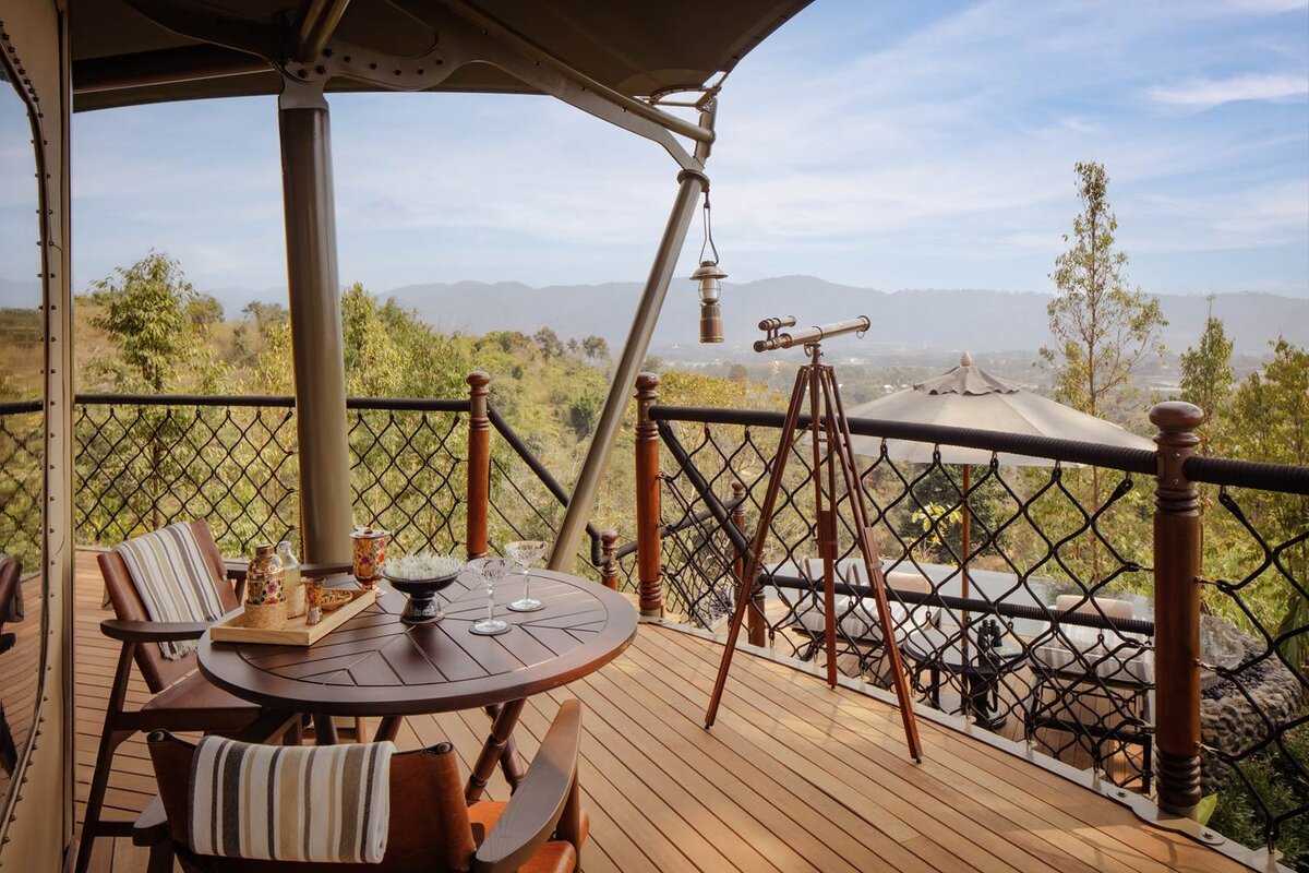 Anantara Golden Triangle resort, Mekong Explorer Tent private terrace