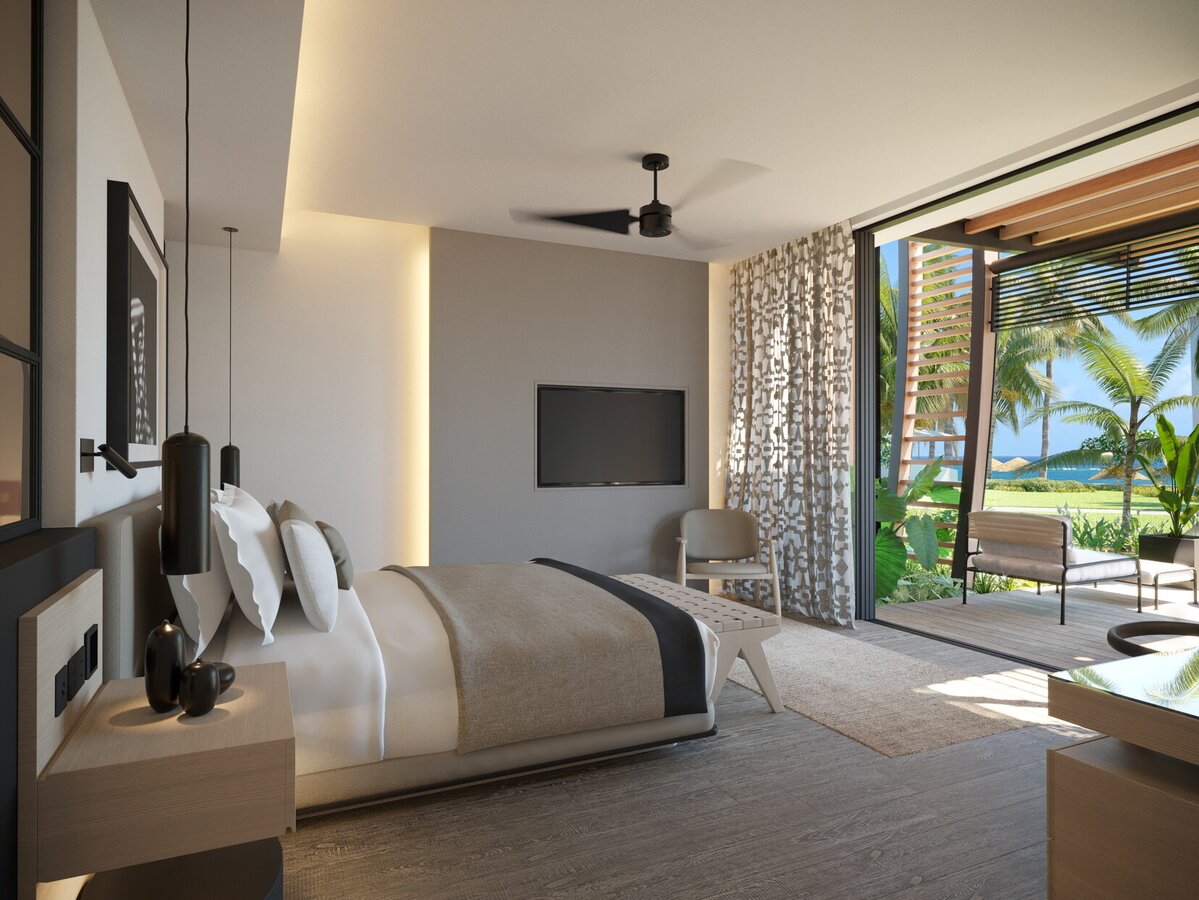 LUX Grand Baie Junior Suite Bedroom with a View
