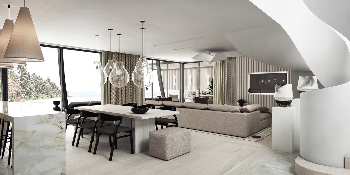 LUX Grand Beach Pool Villa Dining and Living Area